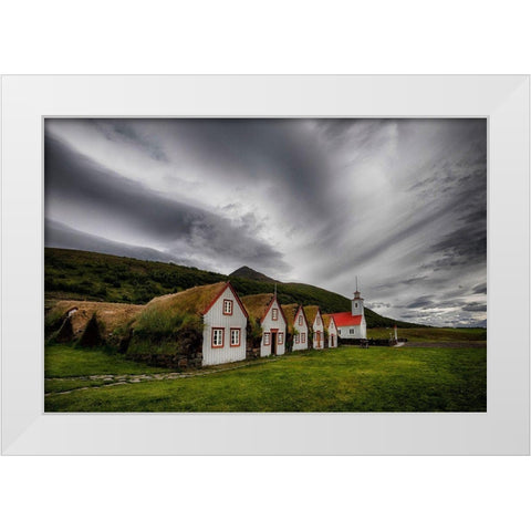 Old Icelandic Rectory White Modern Wood Framed Art Print by H. Ingibergsson, Torsteinn