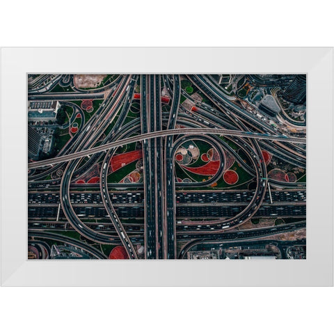 Urban Labyrinth White Modern Wood Framed Art Print by Chiriaco, Carmine