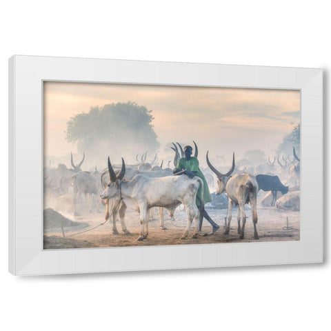 Dinka Herder White Modern Wood Framed Art Print by Cole, Trevor
