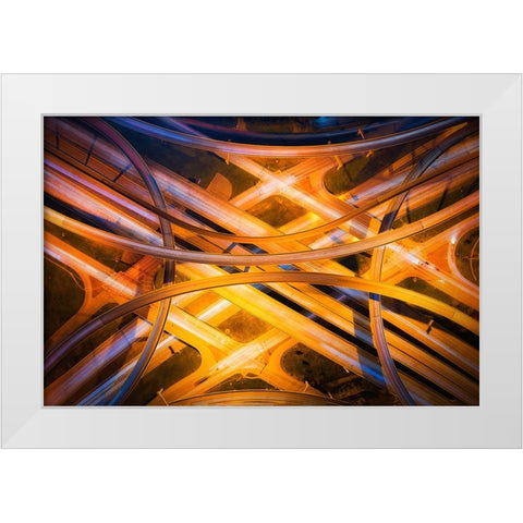Electric City White Modern Wood Framed Art Print by Zheng, Michael