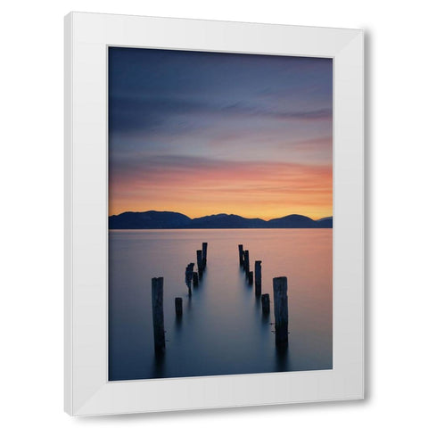 Sunrise On The Lake White Modern Wood Framed Art Print by Rohl, Simon