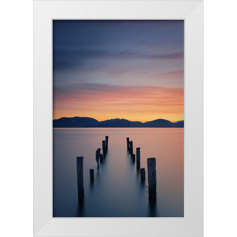 Sunrise On The Lake White Modern Wood Framed Art Print by Rohl, Simon