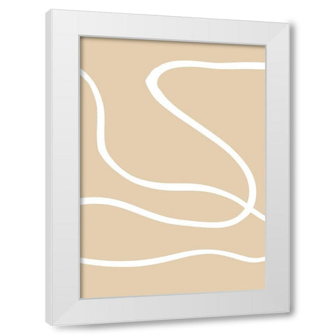 Beige Lines 01 White Modern Wood Framed Art Print by 1x Studio