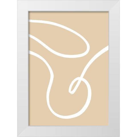Beige Lines 02 White Modern Wood Framed Art Print by 1x Studio