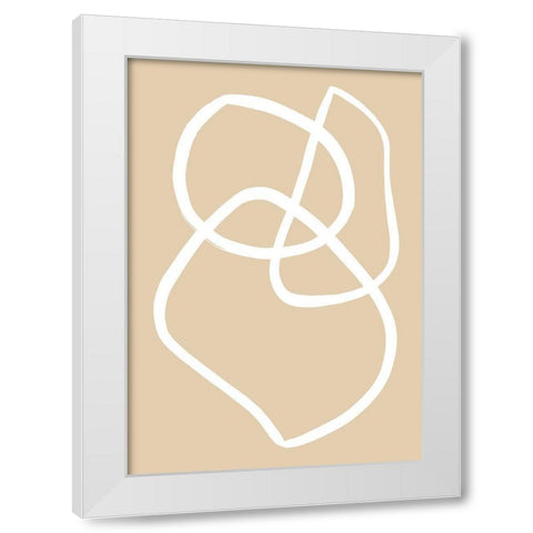 Beige Lines 03 White Modern Wood Framed Art Print by 1x Studio