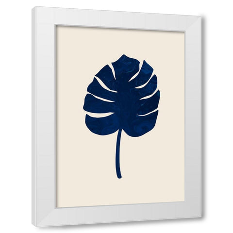 Monstera Marble Blue White Modern Wood Framed Art Print by 1x Studio