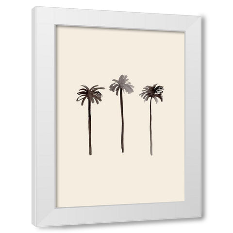 Palm Trees Ink White Modern Wood Framed Art Print by 1x Studio