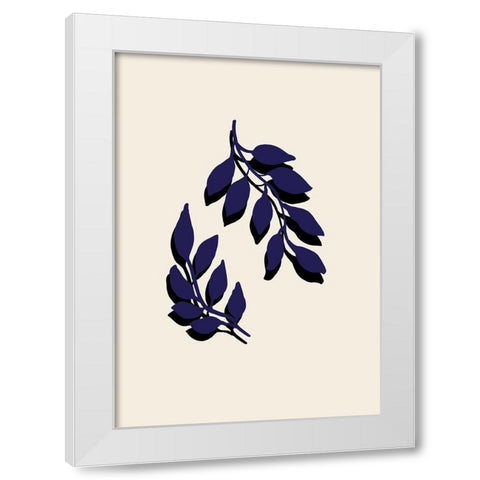 Blue Twigs White Modern Wood Framed Art Print by 1x Studio