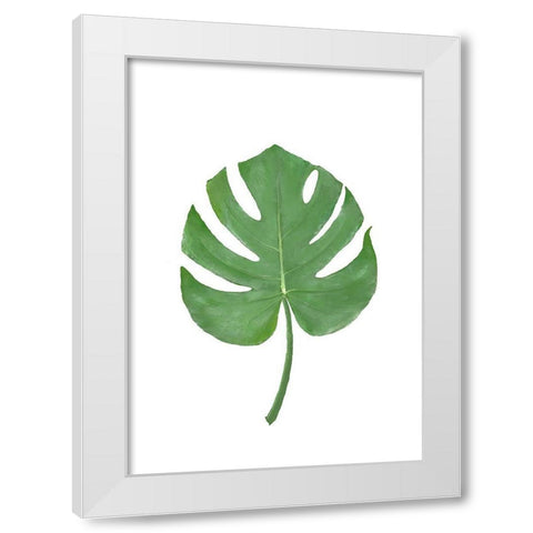 Monstera Aqua 07 White Modern Wood Framed Art Print by 1x Studio II