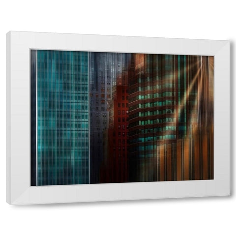 Manhattan way White Modern Wood Framed Art Print by Labagnara, Roxana