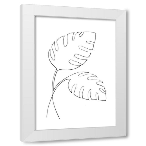 Monstera Lines White Modern Wood Framed Art Print by 1x Studio II