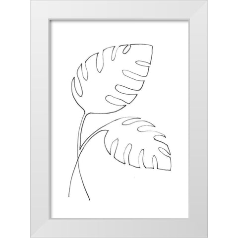 Monstera Lines White Modern Wood Framed Art Print by 1x Studio II