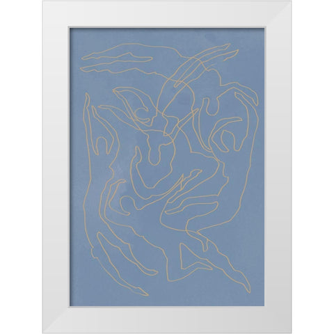 Blue Swimmers White Modern Wood Framed Art Print by 1x Studio II
