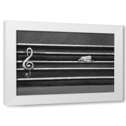 Silence White Modern Wood Framed Art Print by Sadat Ahmadi, Maryam