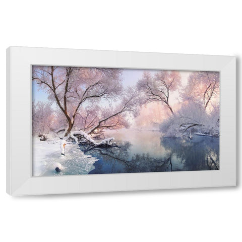 Christmas Lace White Modern Wood Framed Art Print by Sokolovsky, Vlad