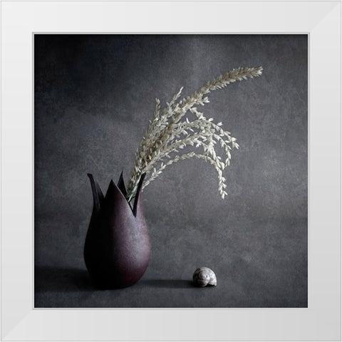 The Corn Tassel White Modern Wood Framed Art Print by Kiral, Cicek