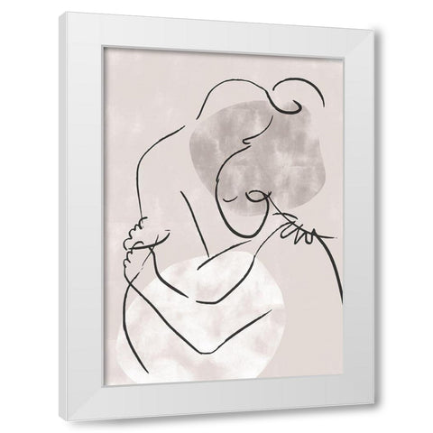 The Hug White Modern Wood Framed Art Print by 1x Studio II