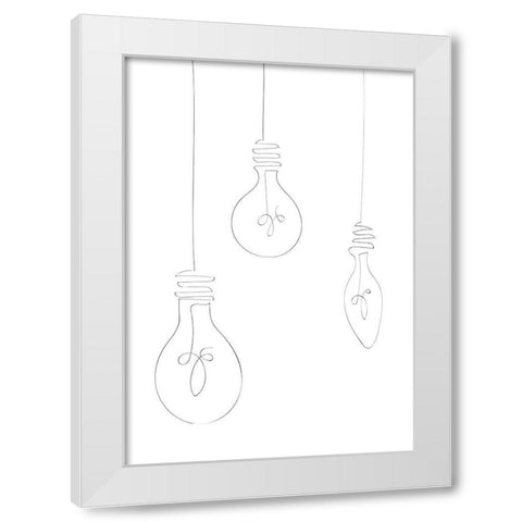Light Bulbs White Modern Wood Framed Art Print by 1x Studio II
