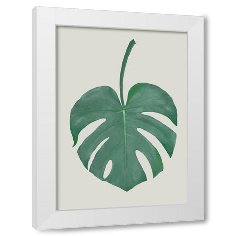 Monstera Aqua 05 White Modern Wood Framed Art Print by 1x Studio II