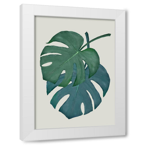 Monstera Aqua 06 White Modern Wood Framed Art Print by 1x Studio II