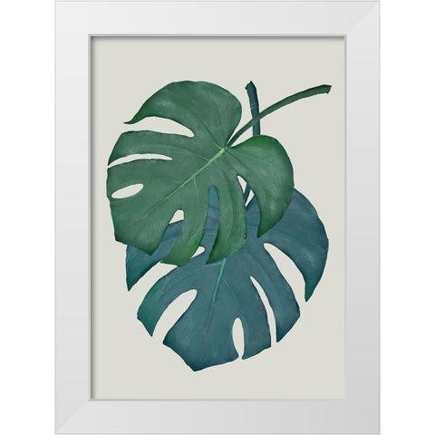 Monstera Aqua 06 White Modern Wood Framed Art Print by 1x Studio II