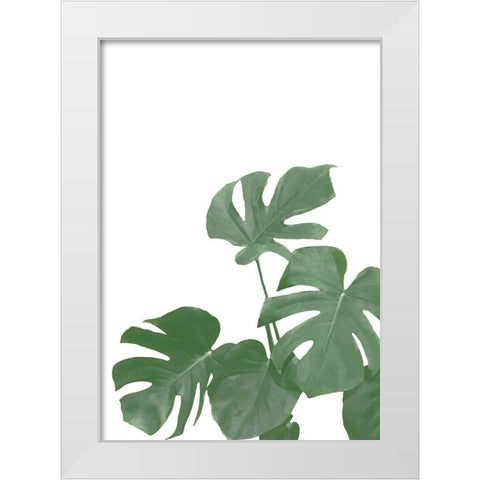 Monstera Aqua 04 White Modern Wood Framed Art Print by 1x Studio II