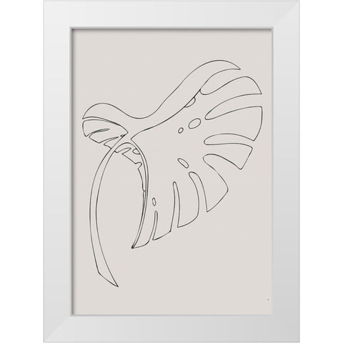 Monstera Bent Beige White Modern Wood Framed Art Print by 1x Studio II