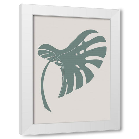 Monstera Bent Green White Modern Wood Framed Art Print by 1x Studio II