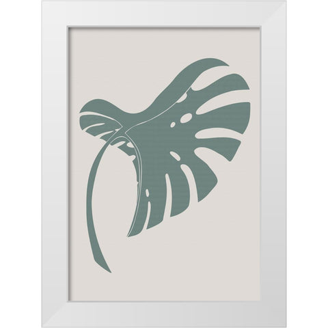 Monstera Bent Green White Modern Wood Framed Art Print by 1x Studio II