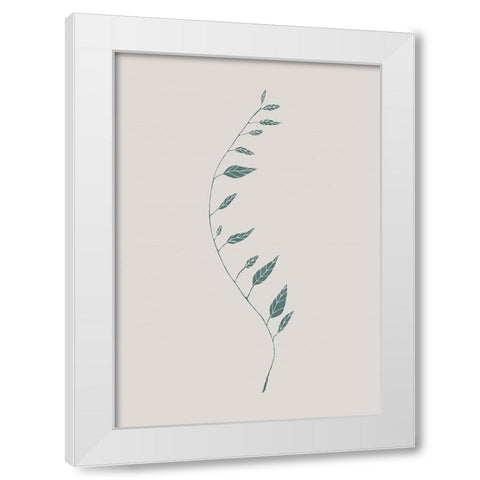 Wavy Branch Green White Modern Wood Framed Art Print by 1x Studio II