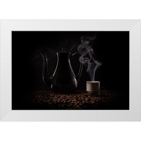 Black Coffee White Modern Wood Framed Art Print by Perfoncio, Margareth