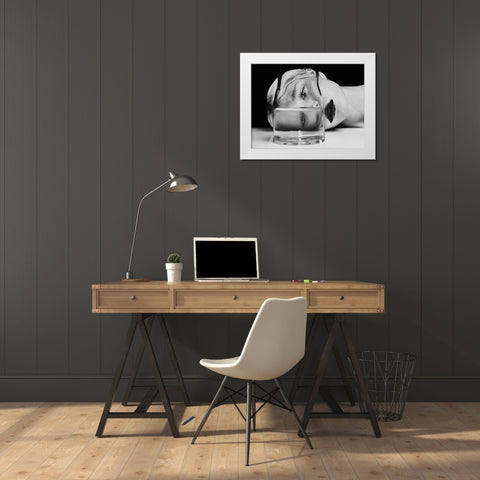 Aqua White Modern Wood Framed Art Print by Cinteza, Marius