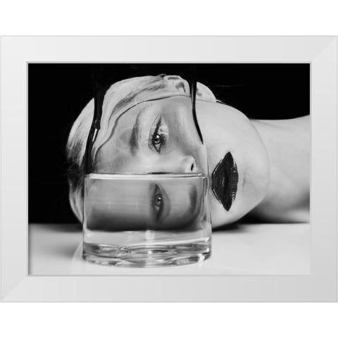 Aqua White Modern Wood Framed Art Print by Cinteza, Marius