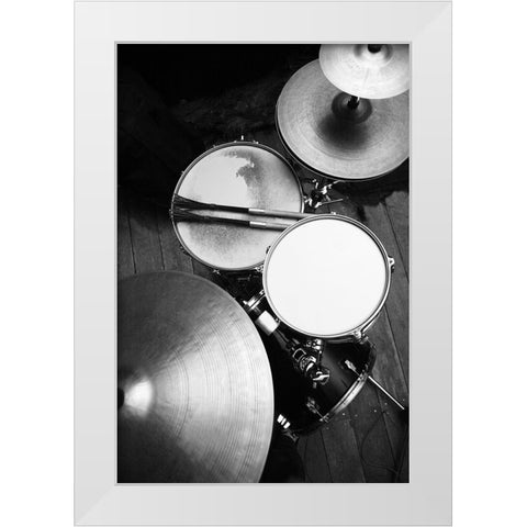 Drums White Modern Wood Framed Art Print by Yakovlev, Alexander