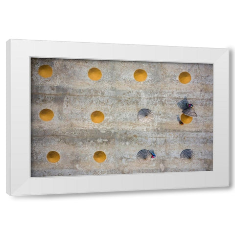 Rice Drying White Modern Wood Framed Art Print by Khan Ronnie, Azim