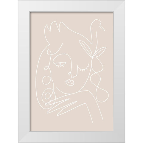 The Swan Beige White Modern Wood Framed Art Print by 1x Studio II