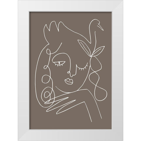The Swan Brown White Modern Wood Framed Art Print by 1x Studio II