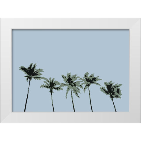 Palms Blue White Modern Wood Framed Art Print by 1x Studio II