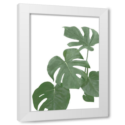 Monstera Aqua 03 White Modern Wood Framed Art Print by 1x Studio II