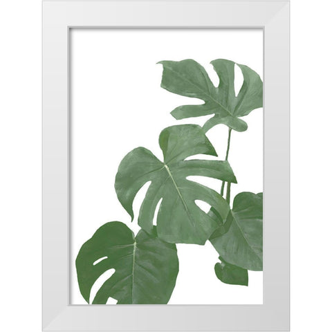 Monstera Aqua 03 White Modern Wood Framed Art Print by 1x Studio II