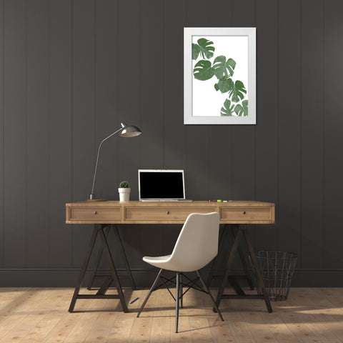 Monstera Aqua 02 White Modern Wood Framed Art Print by 1x Studio II