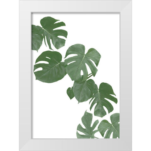 Monstera Aqua 02 White Modern Wood Framed Art Print by 1x Studio II