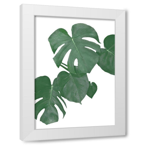 Monstera Aqua 01 White Modern Wood Framed Art Print by 1x Studio II