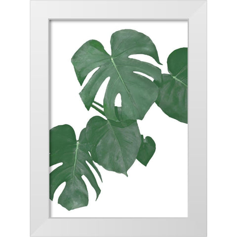 Monstera Aqua 01 White Modern Wood Framed Art Print by 1x Studio II