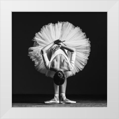 Ballerina At Class White Modern Wood Framed Art Print by Yakovlev, Alexander