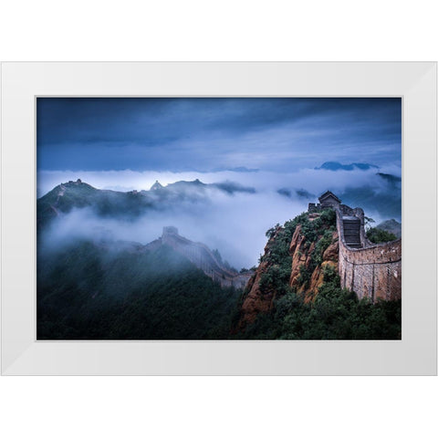 Chinas Jinshanling Great Wall White Modern Wood Framed Art Print by Simoon