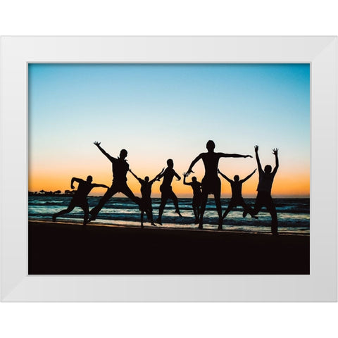 Jumping White Modern Wood Framed Art Print by Kazzaz, Mohamed