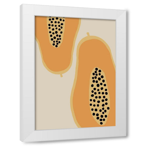 Papaya Fruit White Modern Wood Framed Art Print by 1x Studio II