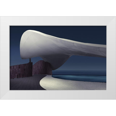At The Seaside Of Dreams White Modern Wood Framed Art Print by Xibiaohuang