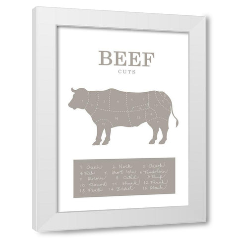 Beef Cuts White Modern Wood Framed Art Print by 1x Studio II